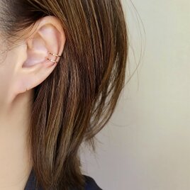 【14kgf or Silver925】*Simple! stylish! Double ring Earcuffの画像