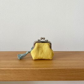 【小さいがま口 / ヘリンボーン柄】 レモンイエローの画像