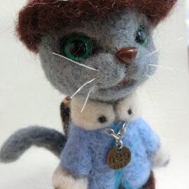 羊毛フェルト　猫　かわいいロシアンブルー　ハンドメイドの画像