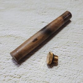 シャープペンシル芯入れ　黒柿×真鍮蓋　スクリュータイプ　化粧ケース付き シャー芯ケース