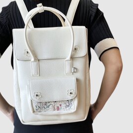 リュック 刺繍 レザー レディース 防水 A4サイズ バッグ 鞄の画像