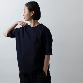 【在庫限り】HANDROOM WOMEN'S クルーネック5分袖Tシャツ ネイビー｜ladiesの画像