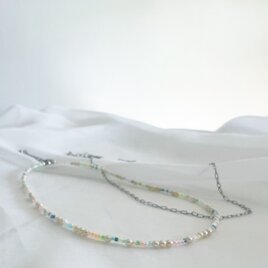 choker necklace　チョーカーネックレス　シルバー/ビーズ/パール　２本セットの画像