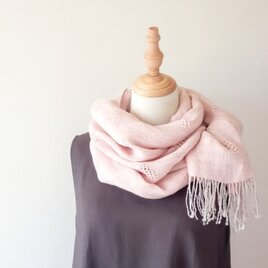 【北欧手織】フレンチリネンレース織りストール:桜色の画像