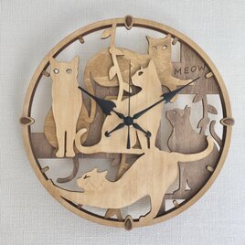 壁掛けオブジェ時計《くつろぎネコ》の画像
