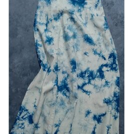 藍むら染め麻レーヨンスカートの画像