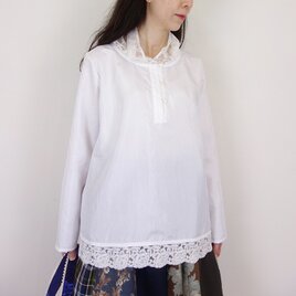 【早得5%OFF】[予約販売] ワッシャーラッセルレース襟クシュブラウス卒園　卒業式　入学式　ブラックフォーマル　冠婚