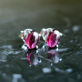 ロードライトガーネット 一粒ピアス【ラズベリーピンク】sv925 天然石アクセサリー｜シンプル 両耳 ユニセックス