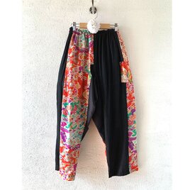 着物・浴衣リメイクサルエルパンツ　紅の画像