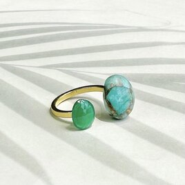 Fork Ring- Amazonite×Green Onyx（フォークリング-アマゾナイト×オニキス）の画像