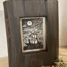 木版画の灯り「夜の海へ」の画像