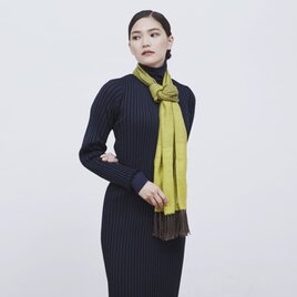 【SALE】工房織座 ストール ITO CONTRAST イエローカーキの画像
