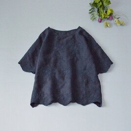 リネン100%総刺繍ゆったり大人可愛い半袖トップス♪の画像