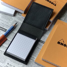 イタリア革のメモ帳カバー／ブロックロディアNo.10専用／黒の画像