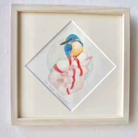 【額あり】デッサン額乳白アクリル面　木版画　10×10cm　「sign  “Hunt"」