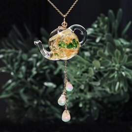 宝石によるハーブティーのネックレス・オパール・シトリン・ダイオプサイド　～Jewel Herb Tea Potの画像