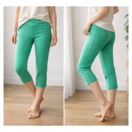 ❤SALE❤穿いている感じがしないスキニーストレートストレッチショートパンツ:7～13号対応！通年使用◎コーラルグリーン