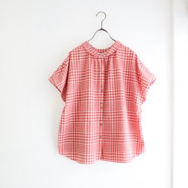 【予約販売／6月21日発送予定】2way tuck & gather blouse (tomato)の画像