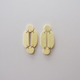 Patch work earrings /lemon yellowの画像