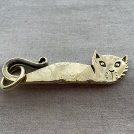 ねこたん　猫のキーホルダー（金：真鍮みがき）20230622-1の画像