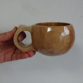 カエデの一木彫りコーヒーカップの画像