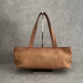 【お気に入り登録感謝セール！】 横長トートバッグ　ブラウン　イタリアンレザー＜C＞