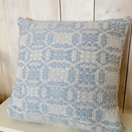 ＊手織り＊オーバーショット織のミニクッションカバー