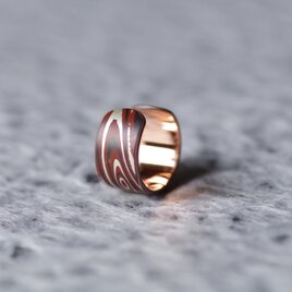 木目金イヤーカフsmall size 銅✕銀✕赤銅