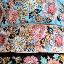 サマーセール！１００ｃｍ×６色　 インド刺繡リボン 綿　6色の画像