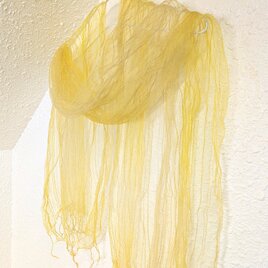 草木染シルクストール(ウコン染め、イエロー)