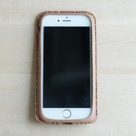 【新作】手縫い本革のiPhone8/7 カバー（ホック付き） ケース　栃木レザー【名入れ無料・選べる革とステッチ】の画像
