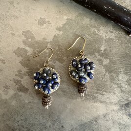 原始　ピアス　茶