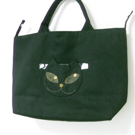 トートバッグ（ネコ顔ポケット付き）の画像