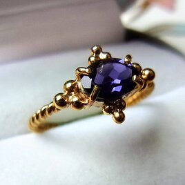 ブルーサファイア アンティーク風粒金リング | iichi 日々の