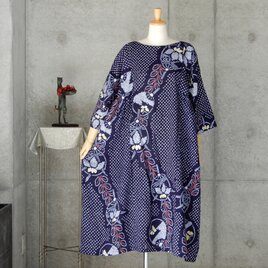 着物リメイク　有松絞りのチュニックワンピース   フリーサイズ  kimonoの画像