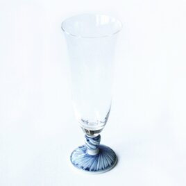 九谷和グラス 麦酒グラス-染付ネジリ十草-の画像