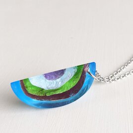 ガラスと銀箔のペンダント(水色)
