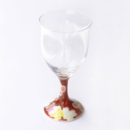 九谷和グラス ワイングラス 華文 -レッド-の画像