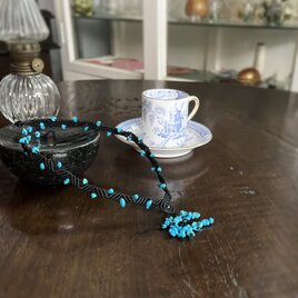 クラフト作家「結-YU-」さん創作ネックレス トルコ石巻き結び　ターコイズ　ykk0172