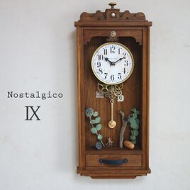 【送料無料】NOSTALGICO Ⅸ レトロな掛け時計　手作り品　#009 アンティーク調 木製 インテリアの画像