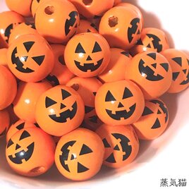 ハロウィンかぼちゃ木製ビーズ16mm 10個【ハロウィン ピアス イヤリングパーツ ハンドメイド素材】の画像