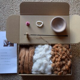 糸紡ぎセット（カエデ）種付き綿とコットンスライバーとタクリスピンドルの画像