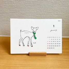 2024【木製スタンド付】【カレンダー】送料無料＊卓上カレンダーの画像