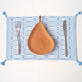 北欧手織り:フリークロス/ムンカベルテ織り（ブルー）の画像