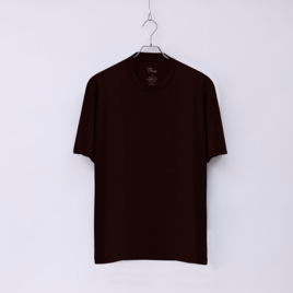 【ユニセックス】C BASIC　ウール100％半袖Tシャツ　(601ダークブラウン　Sサイズ)の画像