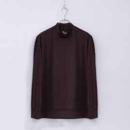 【ユニセックス】C MOCK NECK　ウール100％長袖Tシャツ　(601ダークブラウン　Sサイズ)の画像