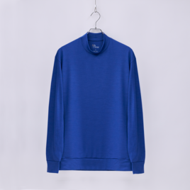 【ユニセックス】C MOCK NECK　ウール100％長袖Tシャツ　(450ロイヤルブルー　Sサイズ)の画像
