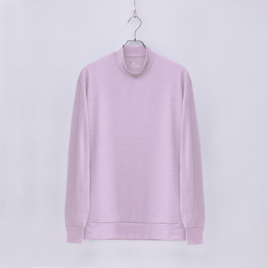 【ユニセックス】C MOCK NECK　ウール100％長袖Tシャツ　(300ライトピンク　Sサイズ)の画像
