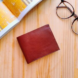 【イタリアンレザー】二つ折り財布"ハンディウォレット"（メンズ/レディース/シンプル/コンパクト/プレゼント）ブラウンの画像