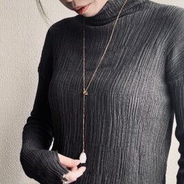 oyster shell stainless longchain necklace 牡蠣殻×金継 ロングチェーンマルチネックレスの画像